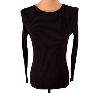 Moda international Black Ribbed Long Sleeve Top